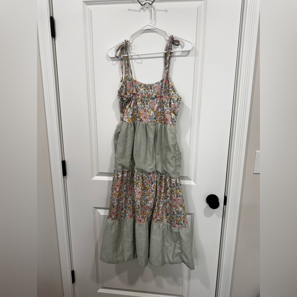 Sage pastel floral harmony gingham dress - Picture 9 of 11
